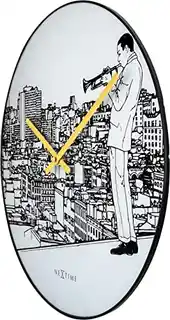 Nextime Zegar ścienny Trumpet City 8191, nowoczesny design, stalowa obudowa, kwadratowa tarcza, precyzyjne wskazówki