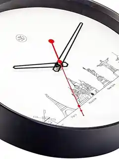Nextime Zegar ścienny World Tour 7350, metalowa obudowa, tarcza z mapą świata, kwadratowa, minimalistyczny design