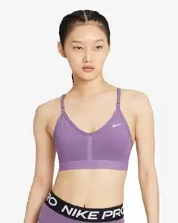 Nike W Nk Indy V Neck biustonosz sportowy, oddychający, bezszwowy, elastyczny, czarny, rozmiar M
