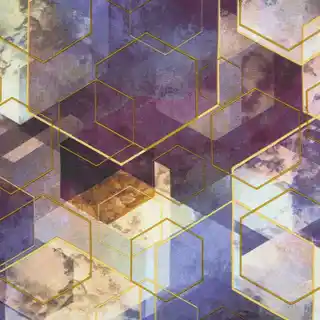 Pościel satynowa 160x200 fioletowo-musztardowa geometryczny motyw, Nova Print Gift, wysokogatunkowa bawełniana, w kartonowym opakowaniu na prezent