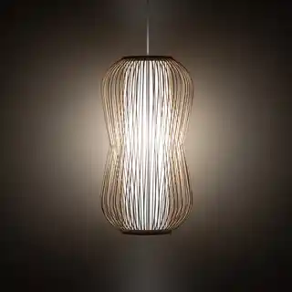 Nowodvorski lampa wisząca PUKET L, drewniana, biały, E27, 11162