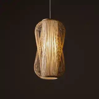 Nowodvorski lampa wisząca PUKET L, drewniana, biały, E27, 11162