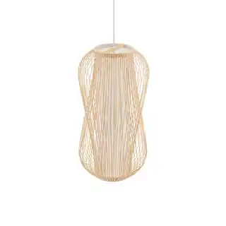 Nowodvorski lampa wisząca PUKET L, drewniana, biały, E27, 11162
