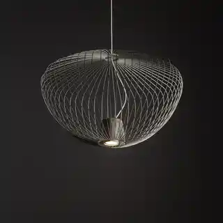 Nowodvorski lampa wisząca Pumpkin M szerokość 54,5cm GU10 tkanina jasnoszara 11244