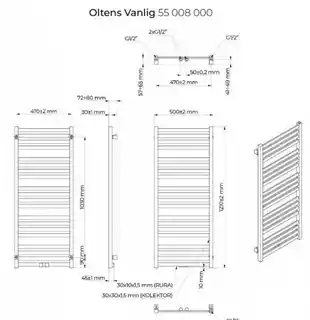Oltens Vanlig grzejnik łazienkowy 121x50 cm biały 55008000