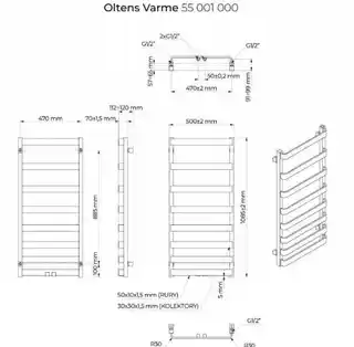 Oltens Varme grzejnik łazienkowy 108,5x50 cm biały 55001000