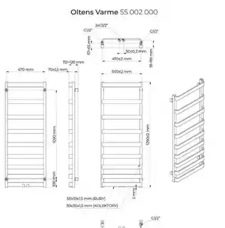 Oltens Varme grzejnik łazienkowy 129,5x50 cm czarny mat 55002300