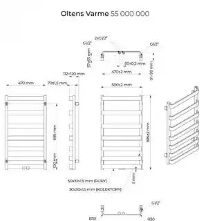 Oltens Varme grzejnik łazienkowy 89,5x50 cm biały 55000000