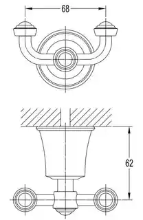 Omnires Art Line haczyk podwójny miedź antyczna AL53120ORB