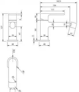 Omnires Baretti bateria bidetowa stojąca chrom BA7820CR