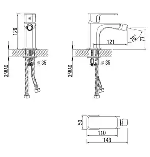 Omnires Apure bateria bidetowa chrom, sztorcowa, model AP2220CR
