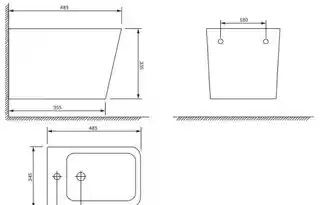 Omnires Fontana Bidet wiszący 49x35 cm krótki biały połysk FONTANABIBP