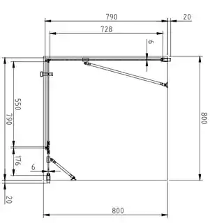 Omnires Manhattan kabina prysznicowa kwadratowa 80x80cm czarne profile, przejrzyste szkło MH8080BLTR