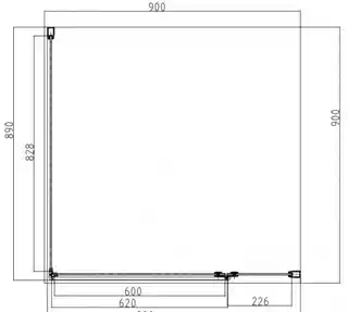 Omnires Manhattan kabina prysznicowa kwadratowa 90x90cm przejrzyste profile czarne MH9090BLTR