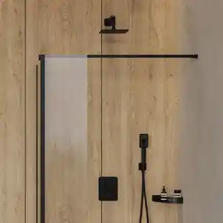 Omnires Marina Kabina prysznicowa typu walk-in ze ścianką boczną 90x200 cm przejrzyste profil czarny MA9030BLTR