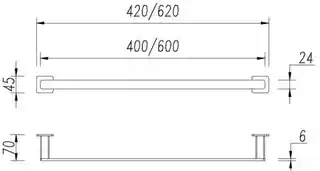 Omnires Nelson wieszak na ręcznik 62 cm grafit NL80216GR