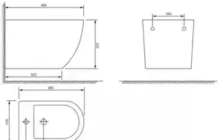 Omnires Ottawa Bidet wiszący 49x37 cm krótki biały połysk OTTAWABIBP