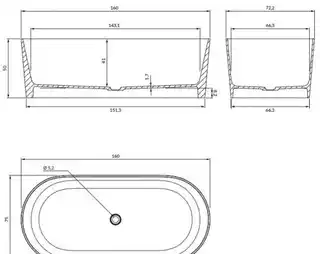 Omnires Ovo M plus wanna wolnostojąca 160x75 cm biały mat OVOWWBM