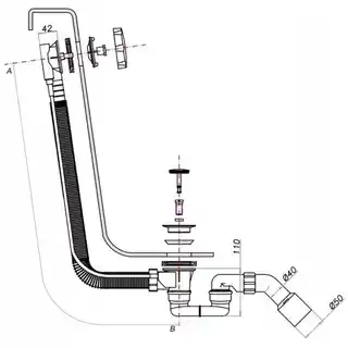 Omnires syfon wannowy automatyczny biały TK104-PLUS-3.35+64-SBP