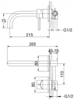 Omnires Y bateria umywalkowa podtynkowa chrom Y1215CR