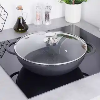 Orion Patelnia wok granitowa ze szklaną pokrywką GRANDE 32 cm 112979