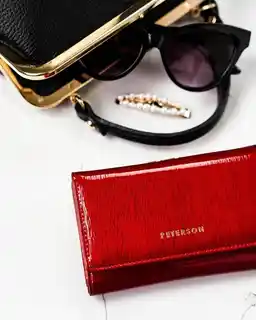 Peterson Portfel damski skórzany PTN 42108-SH RED czerwony