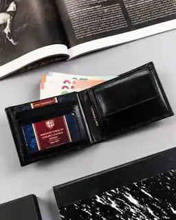 Peterson portfel męski skórzany czarny poziomy RFID 83159