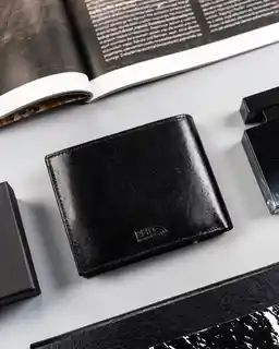 Peterson portfel męski skóra naturalna czarny poziomy RFID 83150