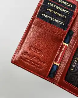 Peterson Portfel skórzany PTN 42108 MD fioletowy, damski, z kwiatowym wzorem