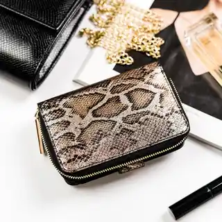 Peterson skórzany damski portfel PTN BS 602 snake, naturalna skóra, elegancki, z miejscem na karty i banknoty