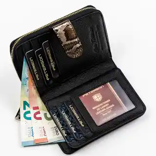 Peterson skórzany damski portfel PTN BS 602 snake, naturalna skóra, elegancki, z miejscem na karty i banknoty
