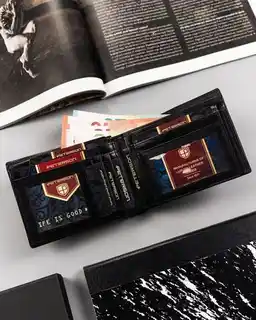 Peterson skórzany portfel męski duży czarny poziomy rfid 83142