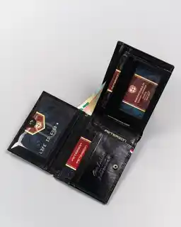 Peterson skórzany portfel męski duży czarny poziomy rfid 83142