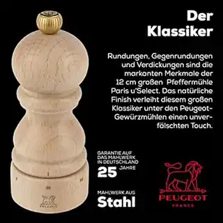 Peugeot Paris Młynek do pieprzu naturalny 12 cm drewno PG 23362