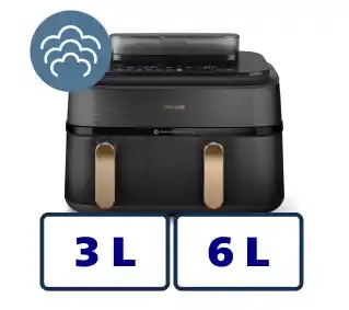 Philips Ovi Dual Basket NA552 00 2750W 9l Aplikcja mobilna Gotowanie na parze Air fryer