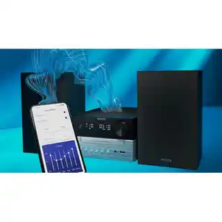 Philips Wieża TAM3205M 12 Czarna, Odtw.CD, BT, FM, Wejście USB, 2-drożny system głośnikowy Bass Reflex