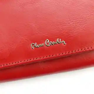Pierre Cardin portfel damski skórzany włoski 06 Italy czerwony