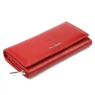 Pierre Cardin portfel damski skórzany włoski 06 Italy 106 czerwony