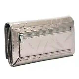 Pierre Cardin skórzany damski portfel 02 Leaf 102, na zatrzask, czerwony, czarny