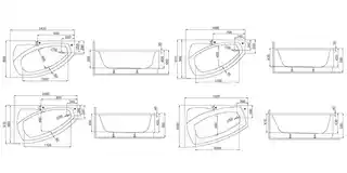 Polimat Frida Wanna narożna asymetryczna 150x90 cm wersja lewa biała 00283