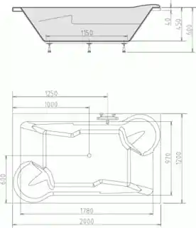 Polysan DUO wanna prostokątna 200x120x45cm akrylowa do zabudowy biały 16111