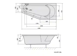 Polysan TIGRA wanna asymetryczna 150x75x46cm prawa biały 72933