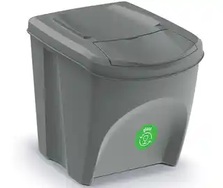 Prosperplast Kosz na śmieci Sortibox IKWB25S4 405U 4x25l antracytowy, kosz do segregacji odpadów, pojemność 25 litrów, zestaw czterech, kamienny szary