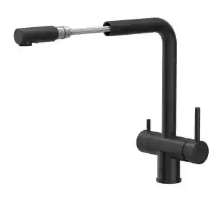 Quadron Ellen bateria kuchenna z wyciąganą wylewką czarny stal szlachetna 3673512BLM