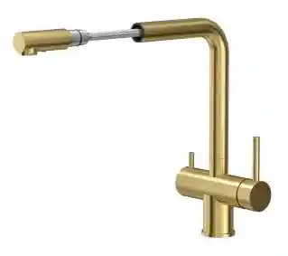 Quadron Ellen bateria kuchenna z wyciąganą wylewką złota stal szlachetna 3673512PVDG1