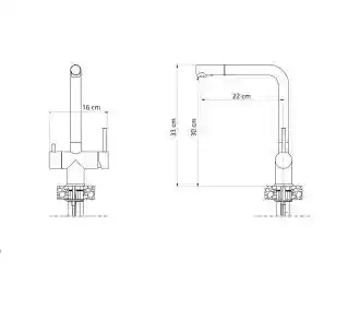 Quadron Ellen bateria kuchenna z wyciąganą wylewką złota stal szlachetna 3673512PVDG1