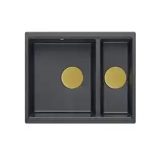 Quadron Logan 150 HCQL5646U8 G1 Zlewozmywak prostokątny granitowy Black Diamond złoty