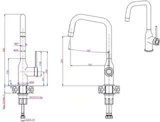 Quadron Natalie Q Line bateria kuchenna wysoka złota stal szlachetna 3523501PVDG1