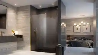 Radaway Modo New Gold II kabina Walk-in 120x200 złoty połysk/szkło przejrzyste