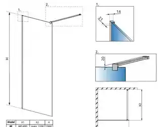 Radaway Modo New Gold II kabina Walk-in 90x200 złoty połysk/szkło przejrzyste